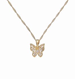 Iced Butterfly Pendant Necklace