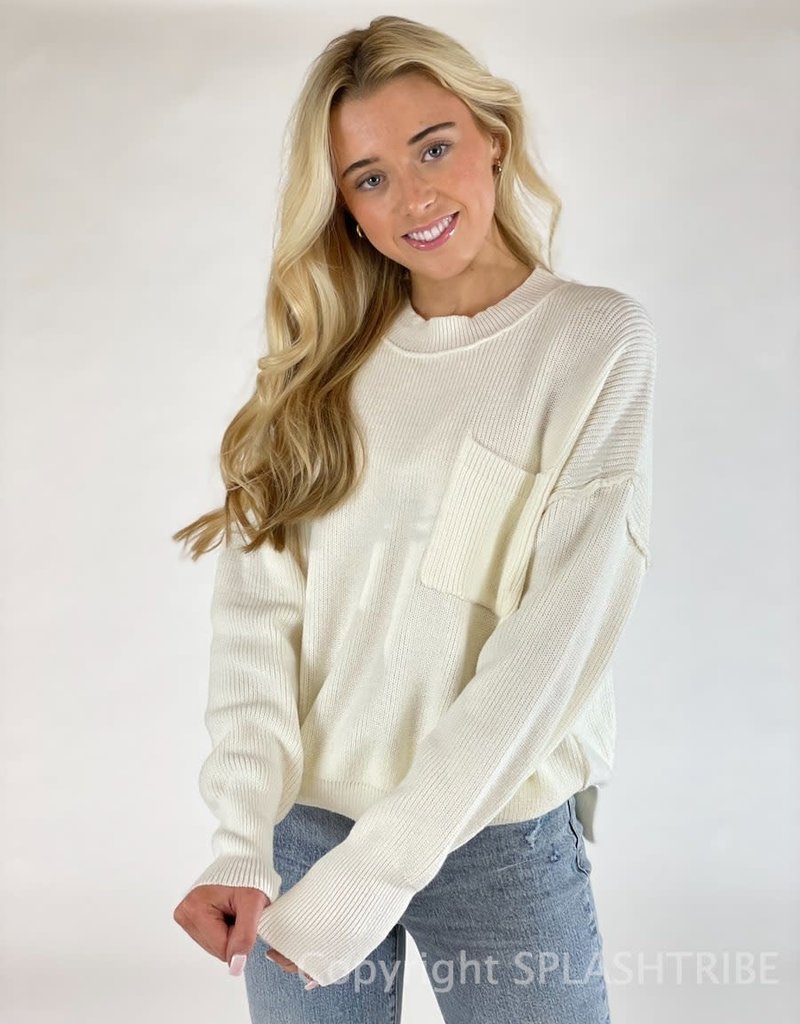 Pocket Front Ribbed Sweater