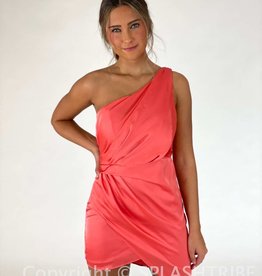 Niana Drape One Shoulder Mini Dress In Orange