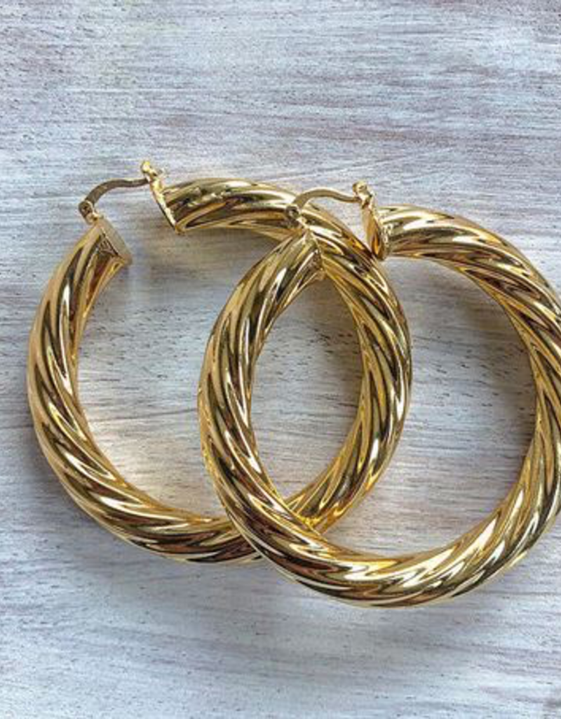 Gold Twist Hoops Medium