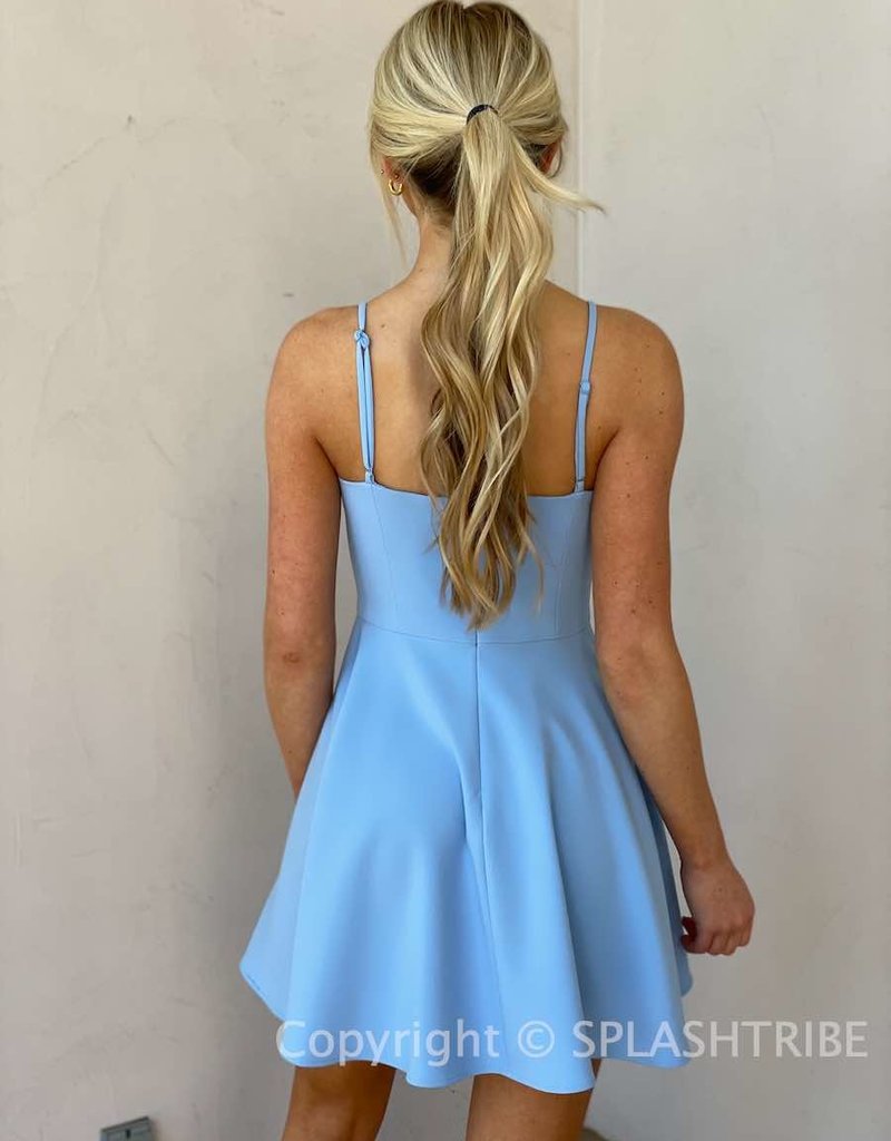 Whisper Straight Neck Fit and Flare Mini Dress