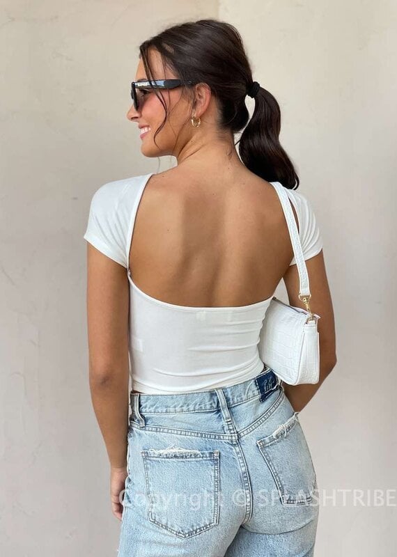 Rib Open Back Baby Tee