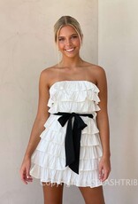 Tess Strapless Ruffle Belted Mini Dress