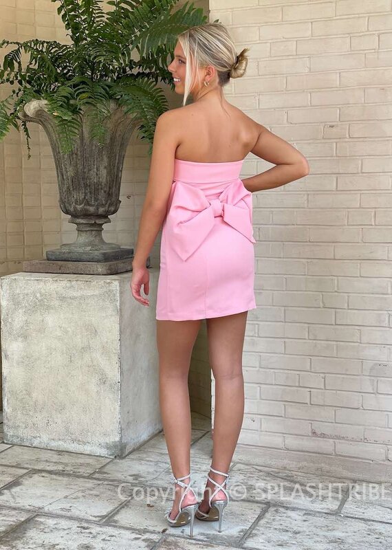 Strapless Mini Dress with Back Bow