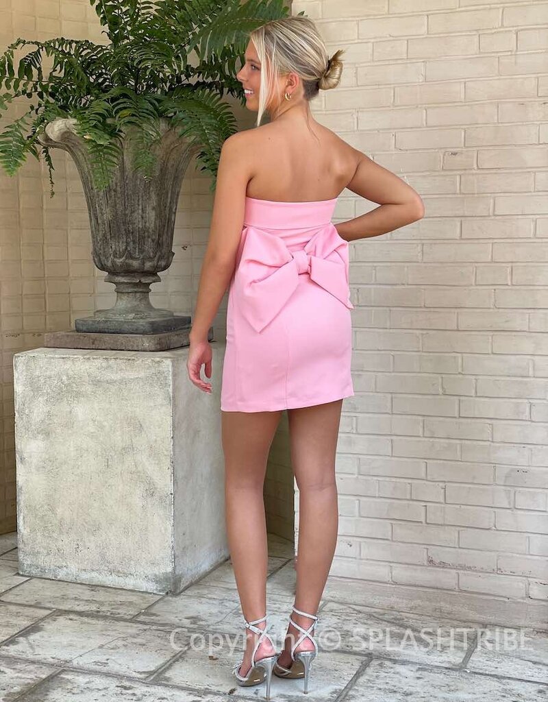 Strapless Mini Dress with Back Bow