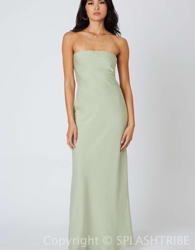 green strapless dress