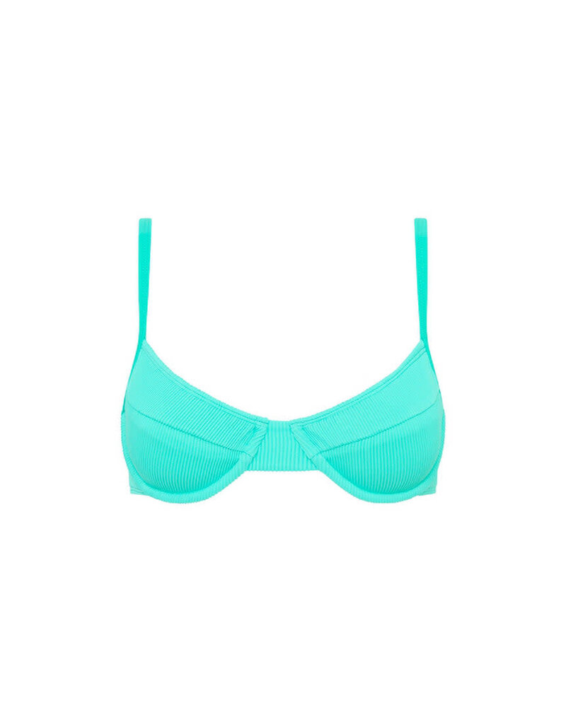 Ditzy Underwire Bra Bikini Top - Breezy Blue Ribbed –Kulani Kinis