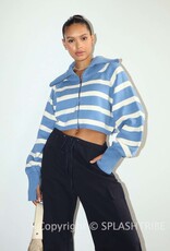 Stripe Zip Up Cropped Sweater