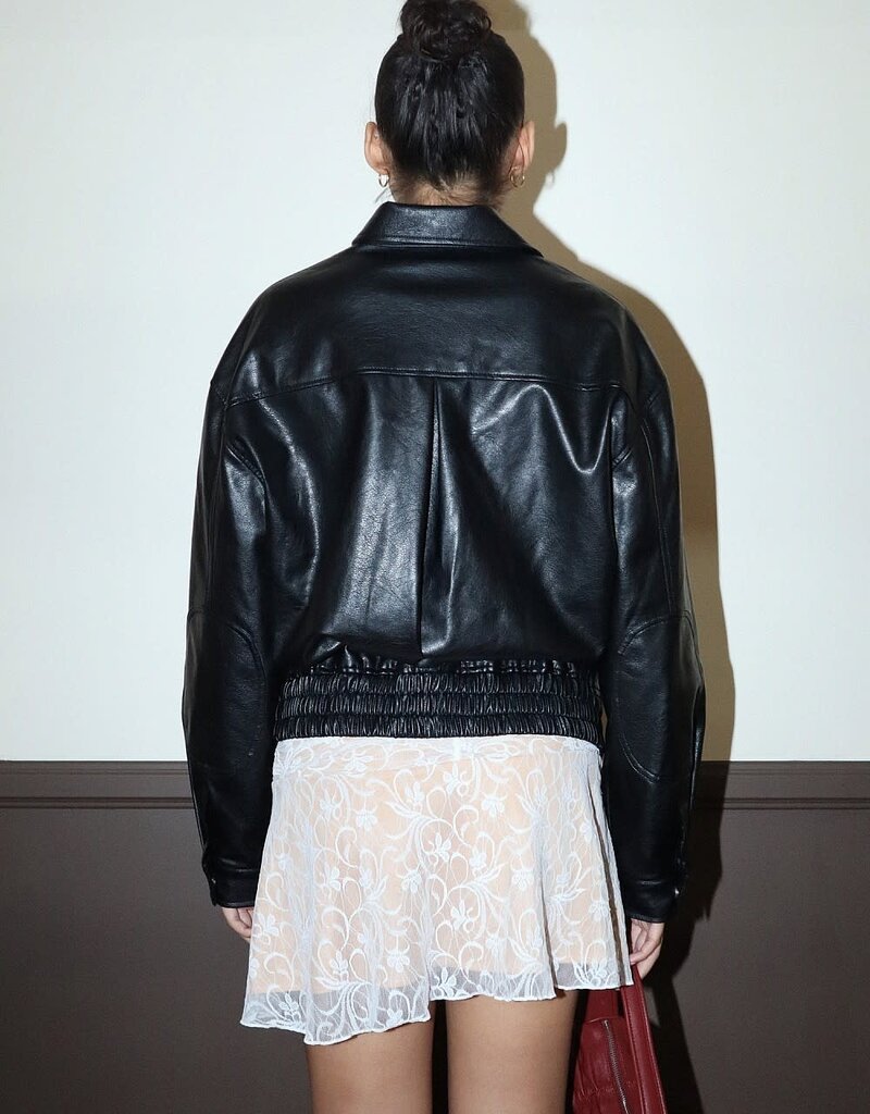 Ally Faux Leather Bomber Jacket