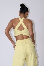 Crinkle Knit Cross Back Crop Top