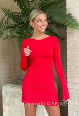 Kaellin Long Sleeve Open Back Mini Dress