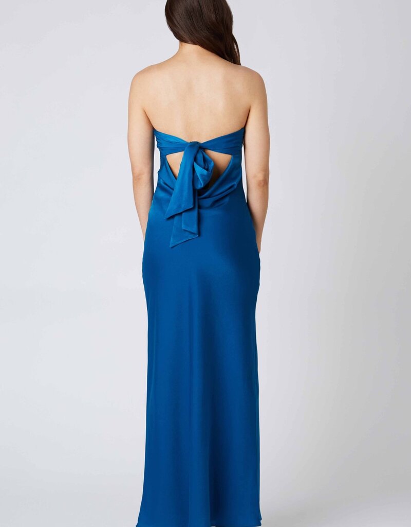 Simple Strapless Tie Back Maxi Dress - SPLASH