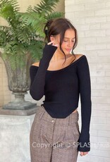 Leenie Ribbed Off The Shoulder Sweater