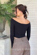 Leenie Ribbed Off The Shoulder Sweater