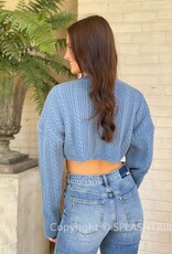 Blue cable knit crop sweater