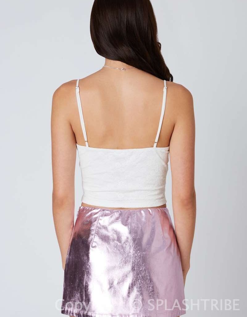 Metallic Front Slit Mini Skirt