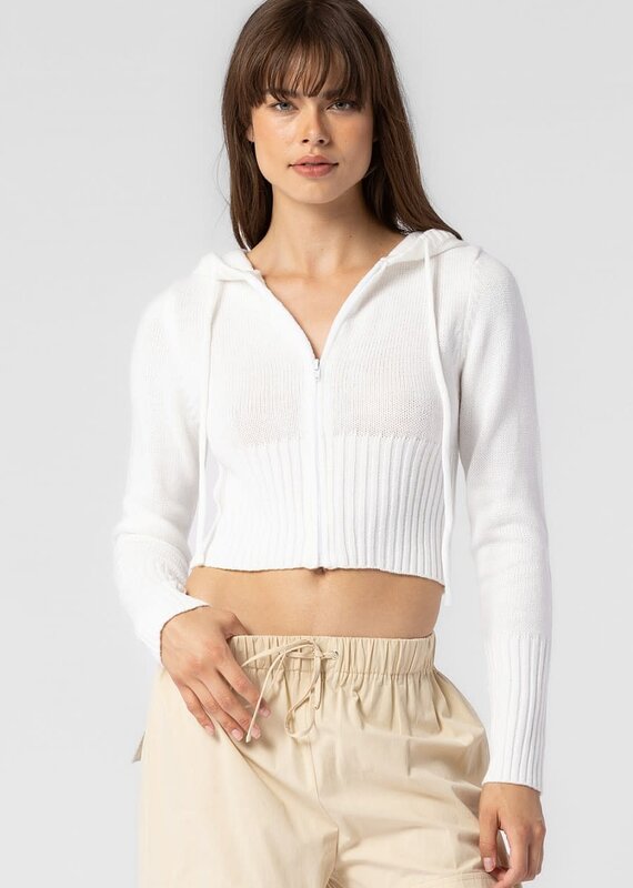 Ross Knit Zip Up Cropped Hoodie