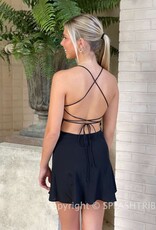 Lace Trim Strappy Back Mini Dress