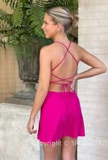 Lace Trim Strappy Back Mini Dress