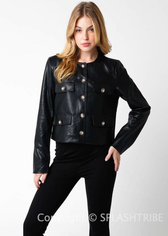 Donatella Faux Leather Jacket
