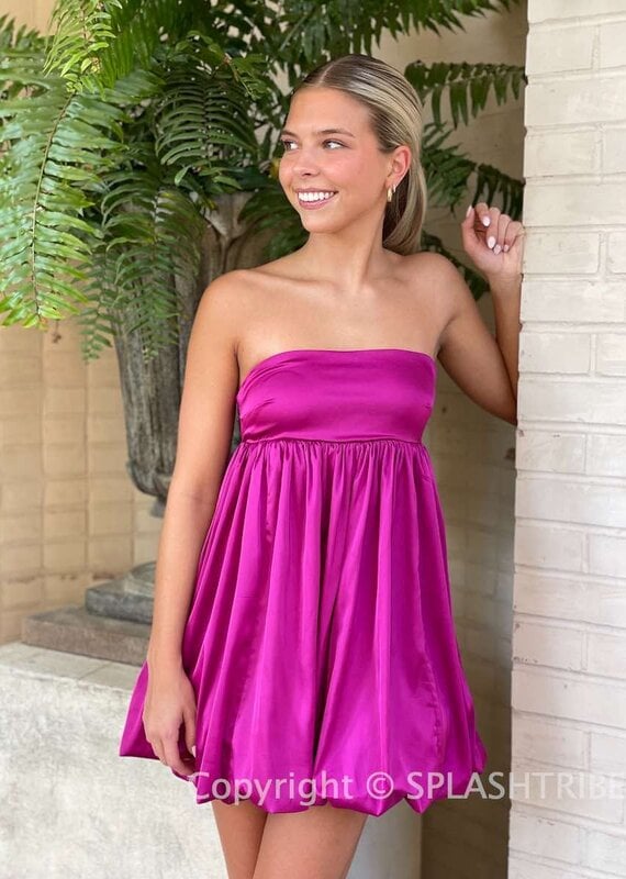 Cayleigh Satin Bubble Hem Mini Dress