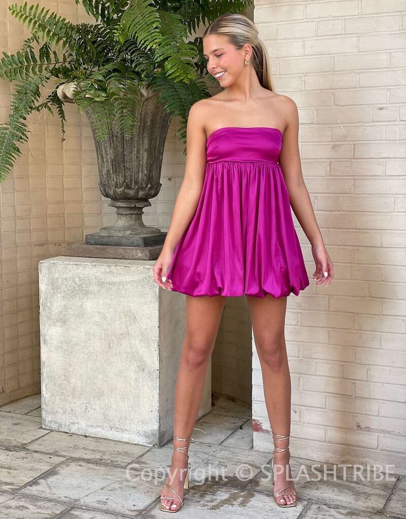 Cayleigh Satin Bubble Hem Mini Dress