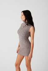 Storm Cable Cloud Knit Mini Dress - Dark Pearl