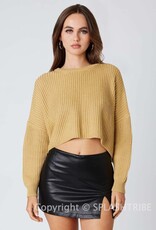 Torian Ribbed Drop Shoulder Crop Sweater