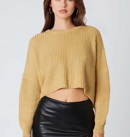 Torian Ribbed Drop Shoulder Crop Sweater