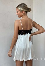 Kaiden Satin Lace Trim Mini Dress