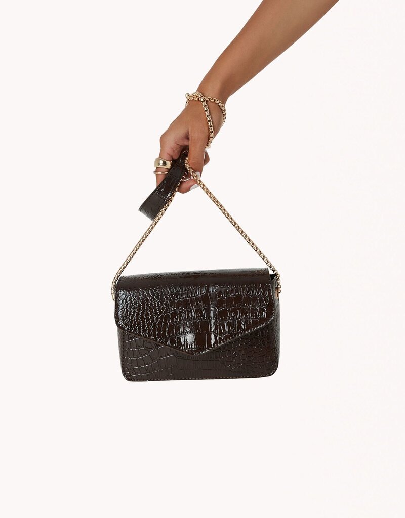 Billini Rosie Cross Body Bag Choc. Patent Croc