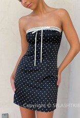 Layken Polka Dot Strapless Ribbon Detail Mini Dress