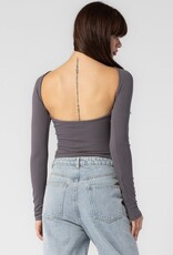 Ribbed Open Back Long Sleeve Top