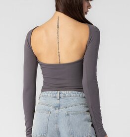 Ribbed Open Back Long Sleeve Top