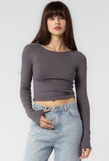 Ribbed Open Back Long Sleeve Top