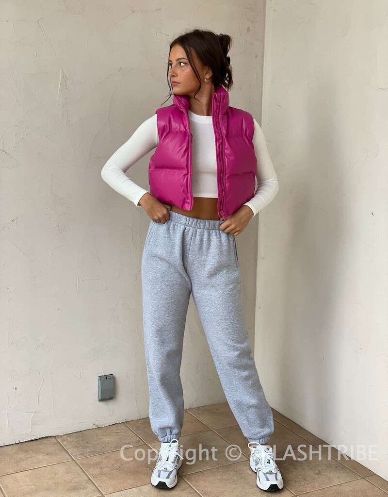 Faux Leather Puffer Vest SPLASH