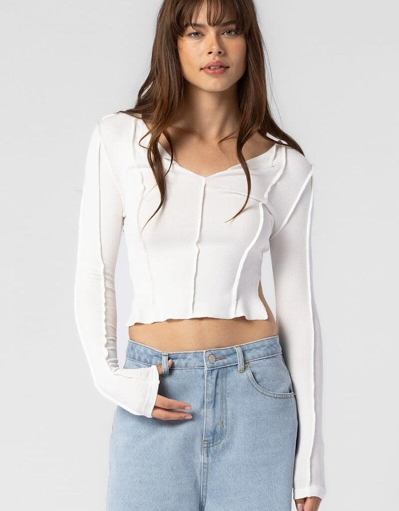 Long Sleeved Seam Detail Top Offwhite