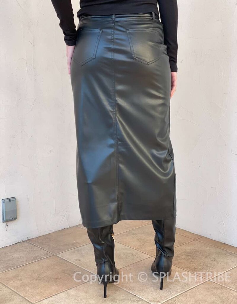 Theresa Faux Leather Midi Skirt
