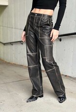 Distressed Leather Cargo Pants