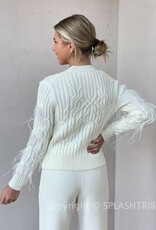 Almeida Feather Embellished Cable Knit Sweater