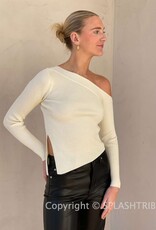 Aldari Off Shoulder Ribbed Knit Sweater