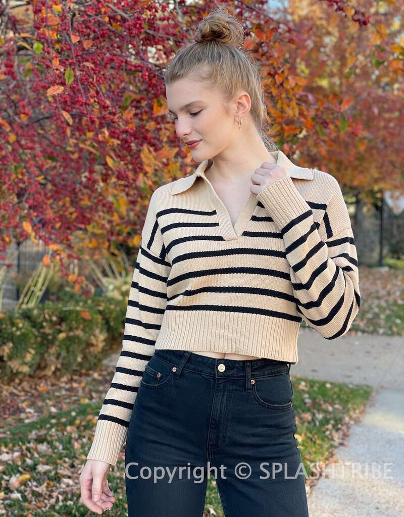 Kanella Striped Collared Sweater