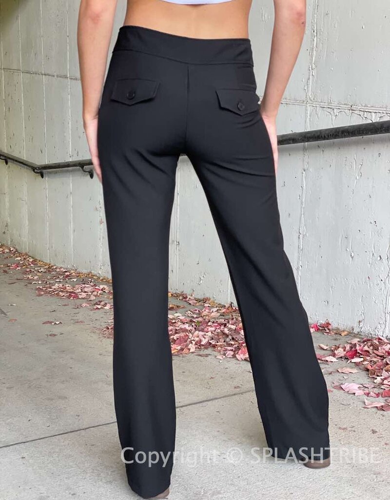 Double Button Low Waist Flare Pant