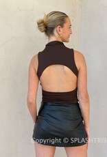 Open Back Mock Neck Sleeveless Top