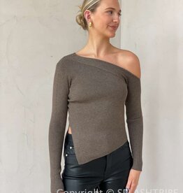 Aldari Off Shoulder Ribbed Knit Sweater