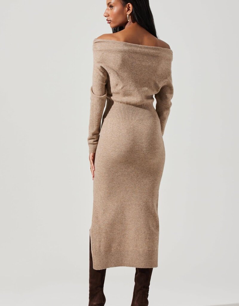 Cora Off Shoulder Midi Sweater Dress