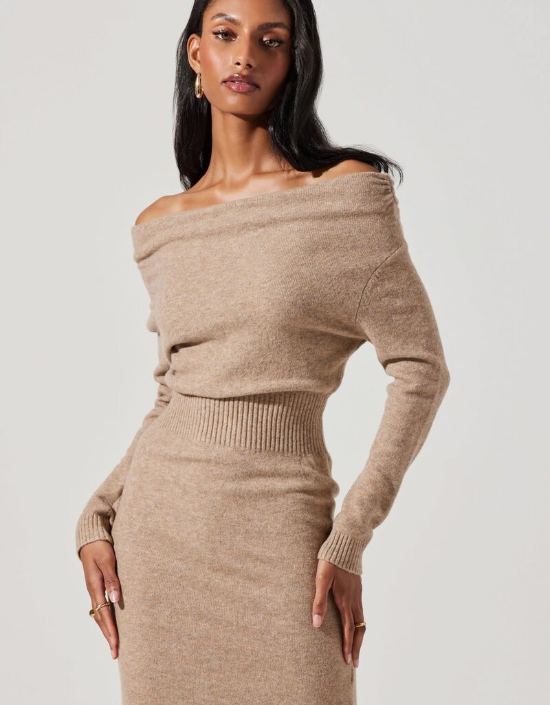 Cora Off Shoulder Midi Sweater Dress – ASTR The Label