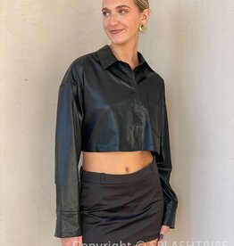 Austin Faux Leather Cropped Shirt
