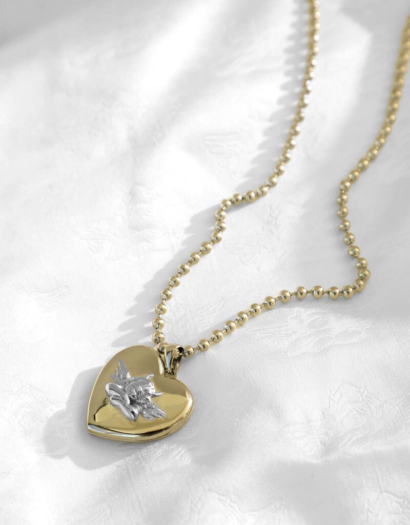 Boys Lie Boys Lie Gold Locket With Rhodium Angel