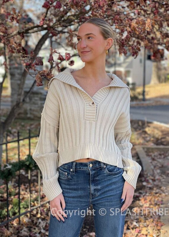 Elise Ribbed Collared Sweater